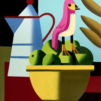 Still life with a pink bird