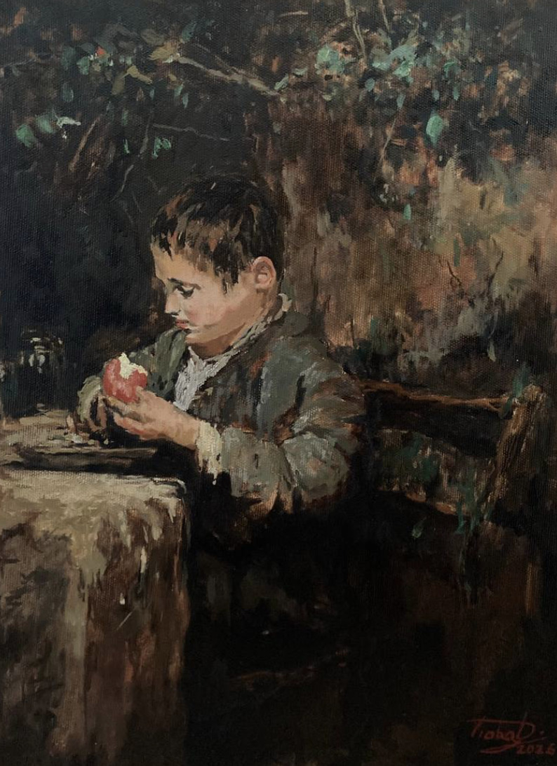 Child eating apple
