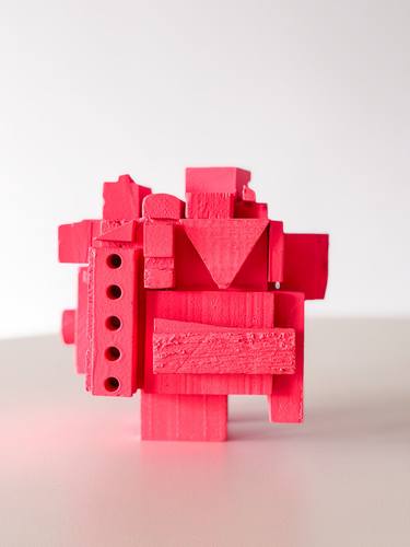 Fluorescent Red Abstract Sculpture