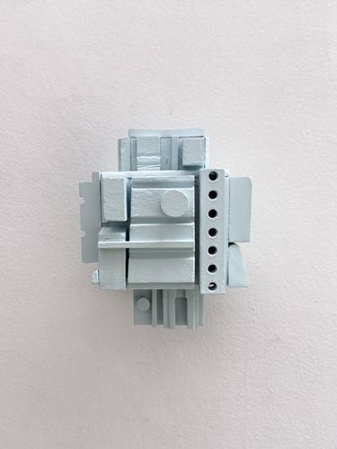 Pastel blue Geometric Robot Sculpture