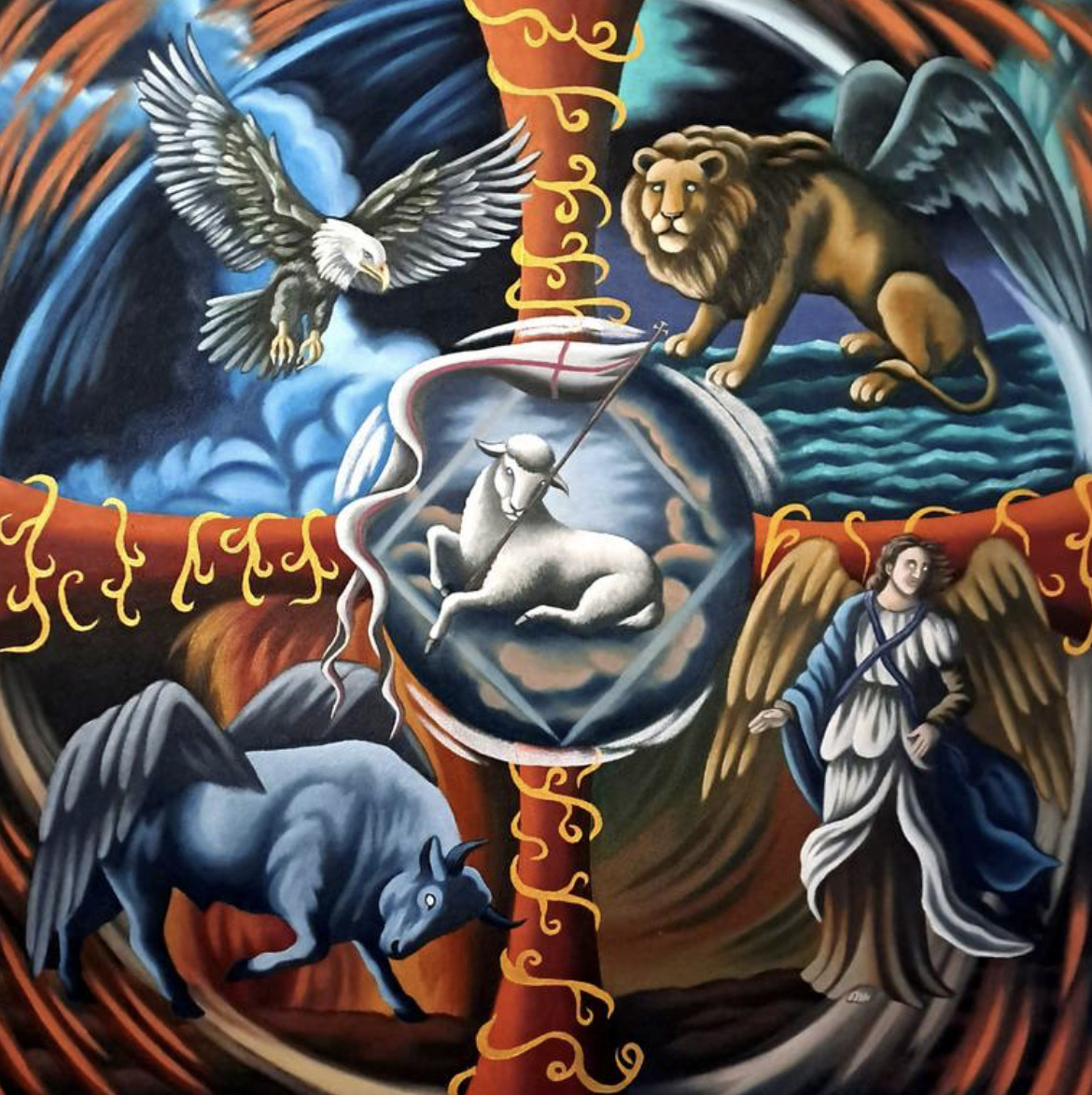 The Lamb of God and the Four Living Creatures