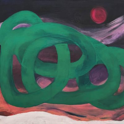 Black figure with green wave