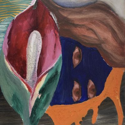 Self-portrait among flowers